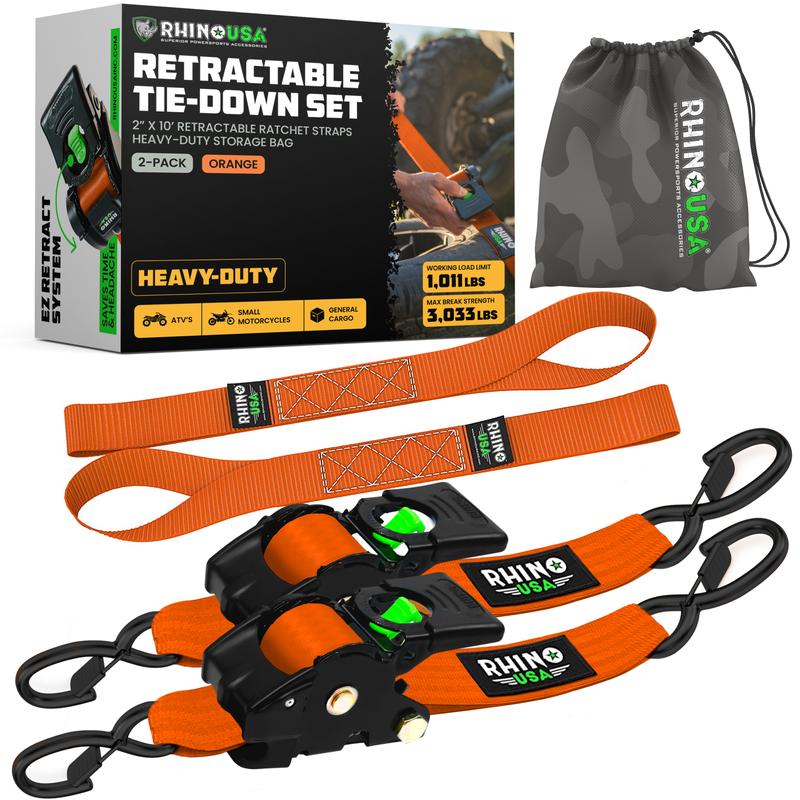 2" x 15' Retractable Ratchet Straps 2-Pack