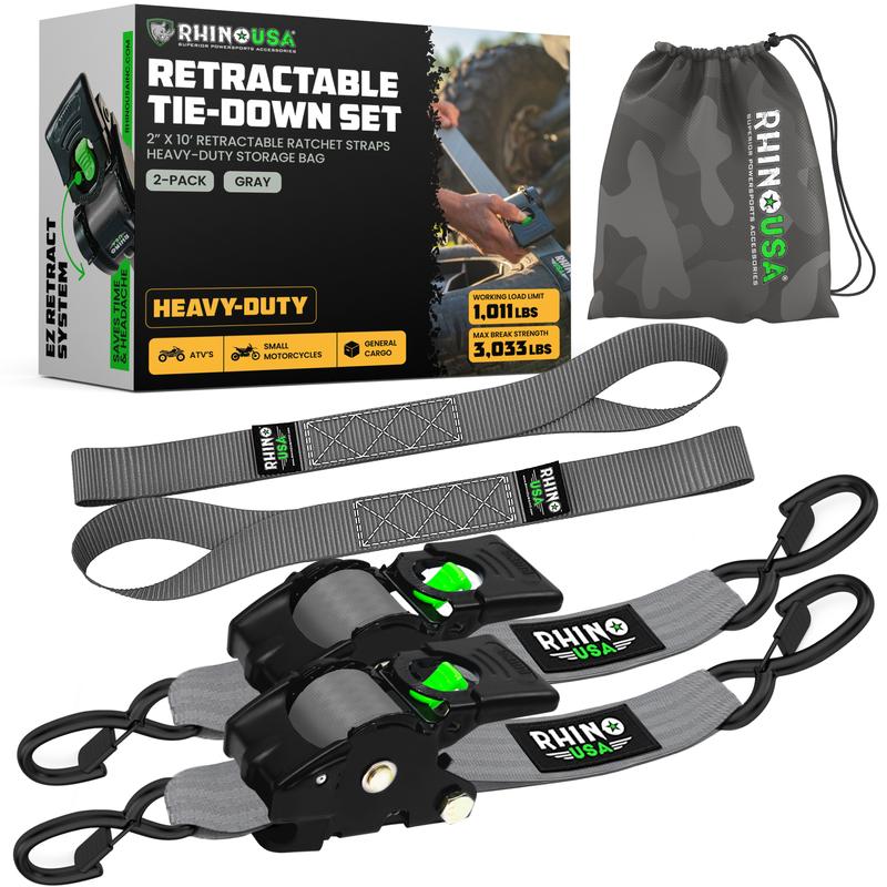 2" x 15' Retractable Ratchet Straps 2-Pack