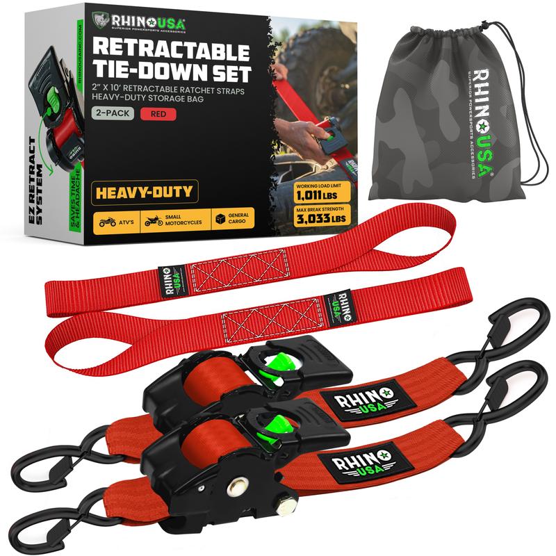 2" x 15' Retractable Ratchet Straps 2-Pack