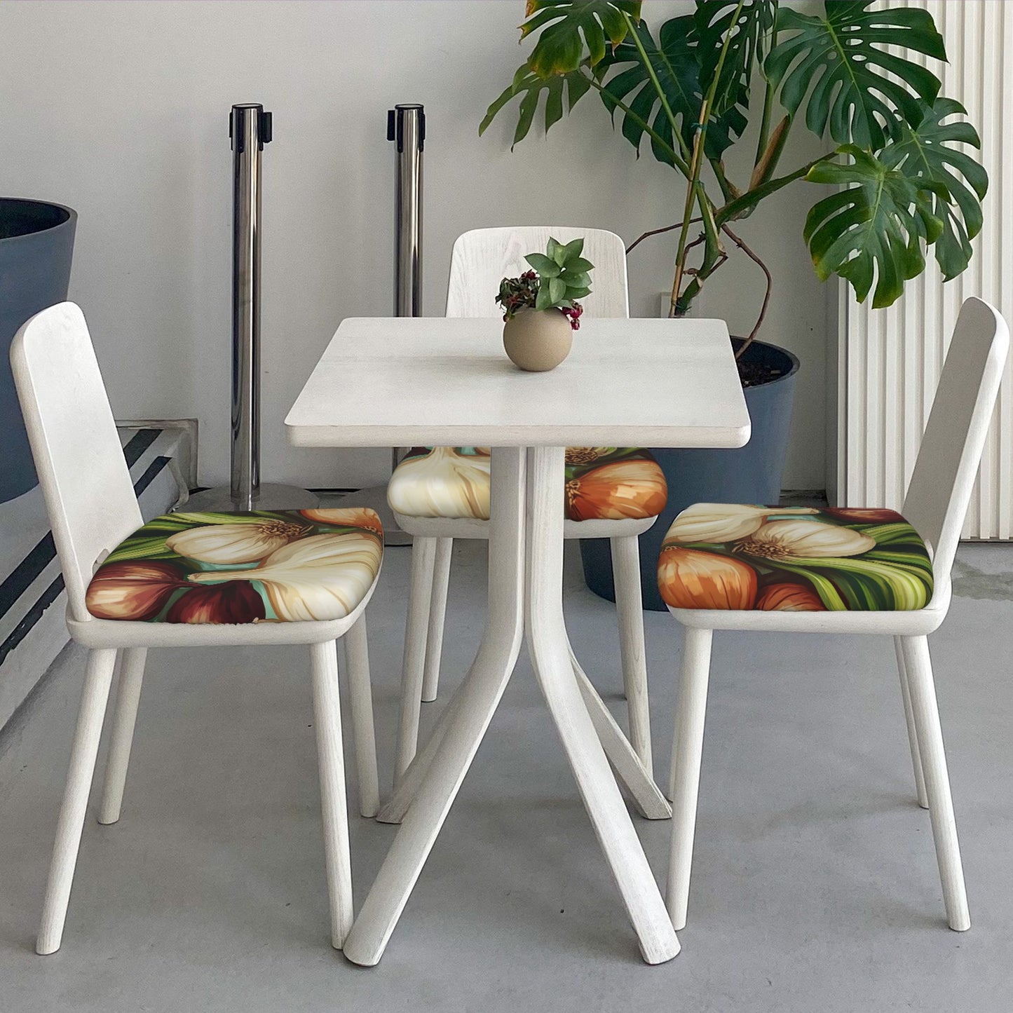 6PCS Elastic Chair Seat Covers with Vegetable Print – Removable Non-Slip Cushion Covers for Dining Chairs