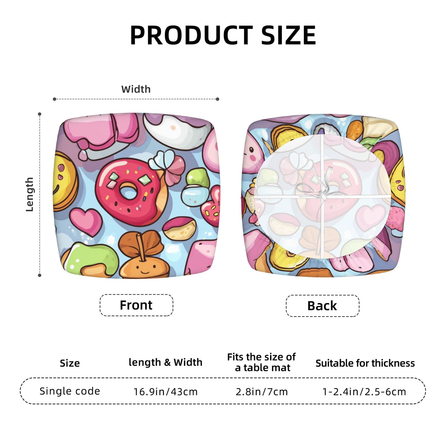 Cartoon Dessert Pattern Chair Seat Covers Set of 6 | Elastic Non-Slip Chair Cushion Slipcovers for Dining, Kitchen & Home Decor