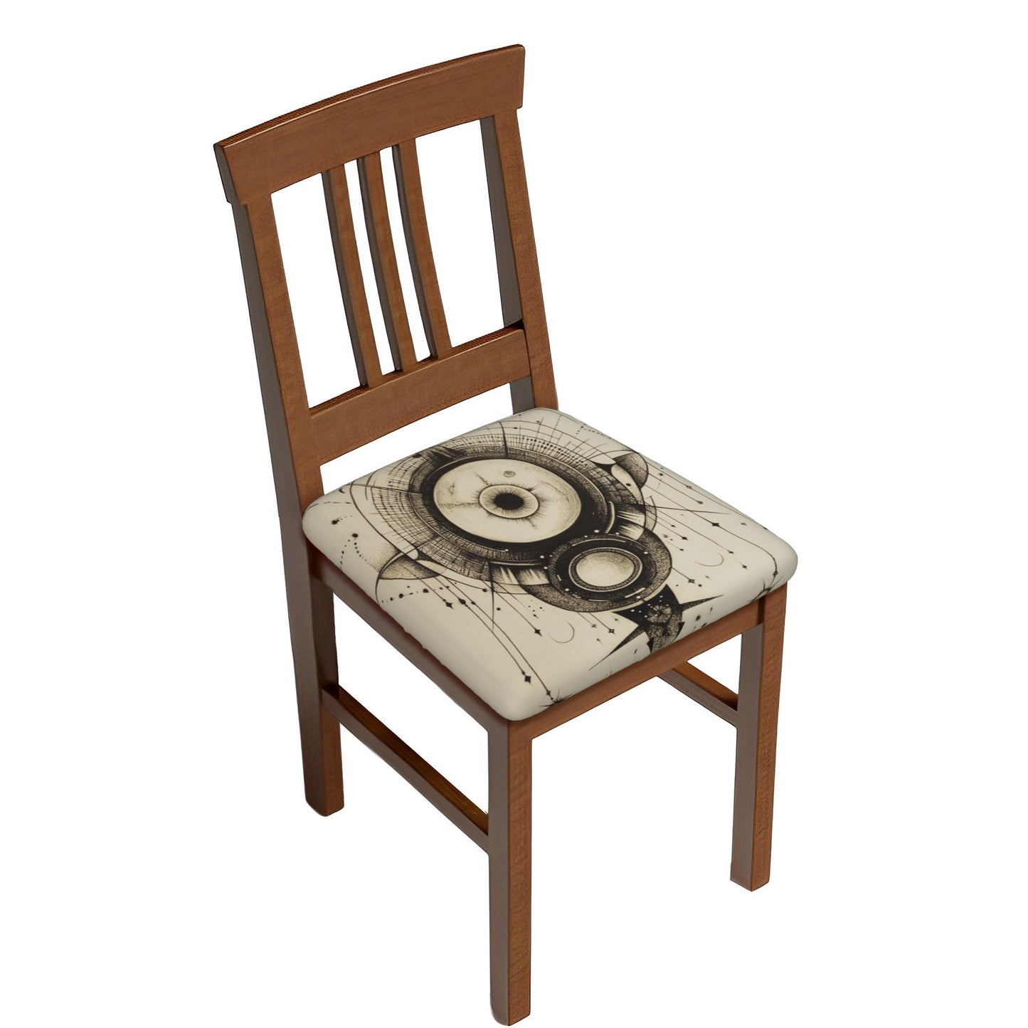 Vintage Mechanical Eye Chair Cushion Covers (Set of 6) | Stretch Seat Protector for Dining, Office & Conference Chairs