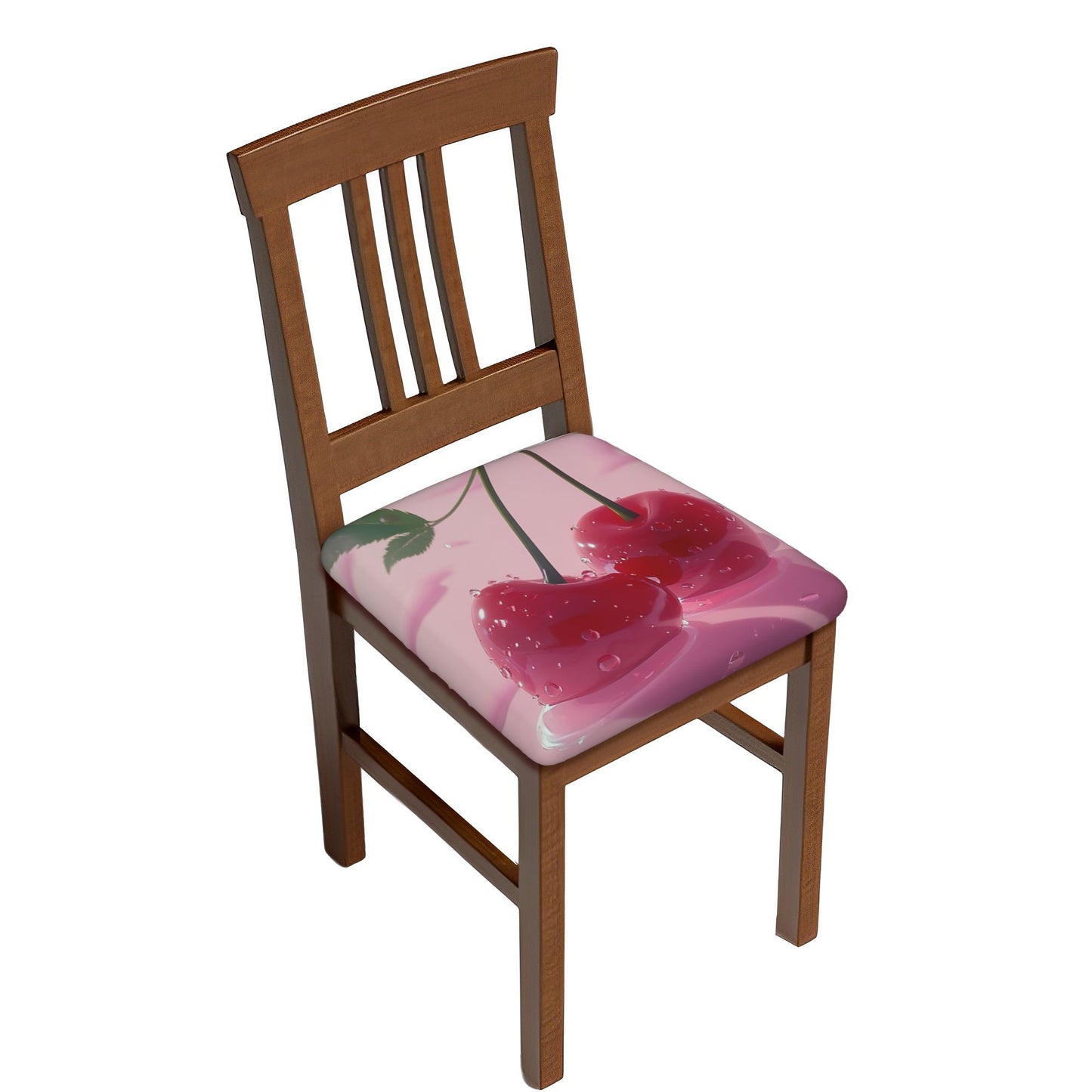 Cherry Pattern Chair Seat Cushion Covers Set of 6 – 16.9x16.9in Stretch Washable Elastic Seat Protector for Dining Room, Office, Café