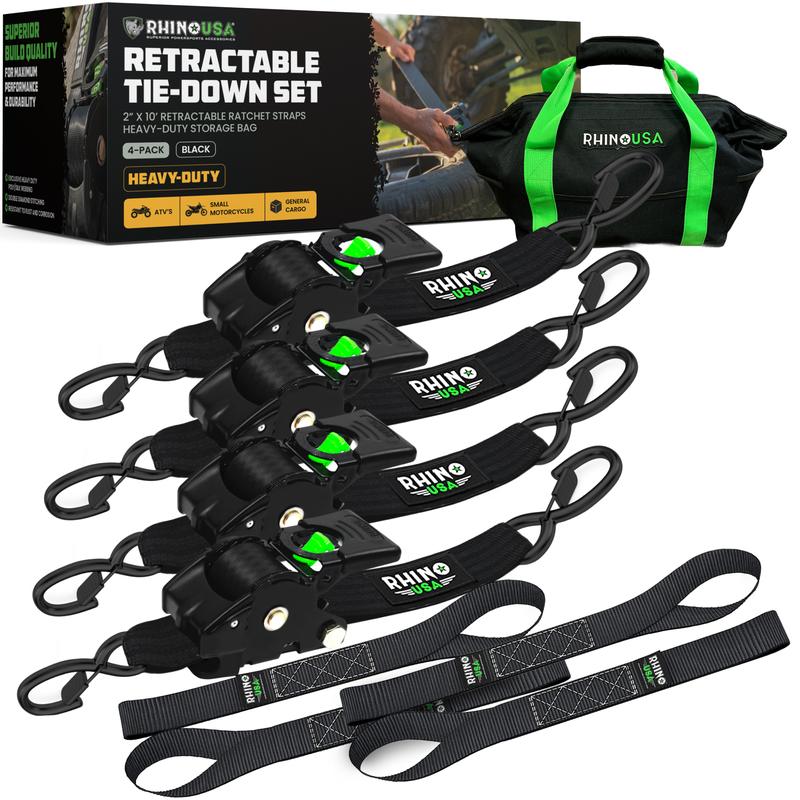 2" x 15' Retractable Ratchet Straps 2-Pack