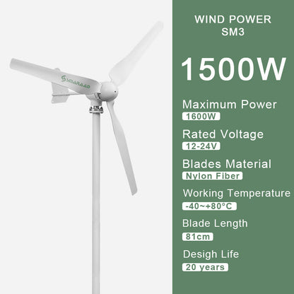 1500W  Renewable Energy Wind Turbine Generator turbines