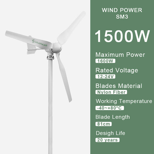 1500W  Renewable Energy Wind Turbine Generator turbines
