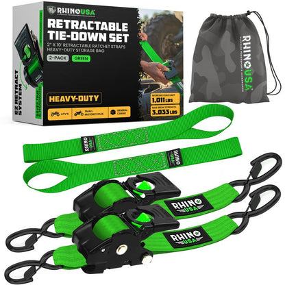2" x 15' Retractable Ratchet Straps 2-Pack
