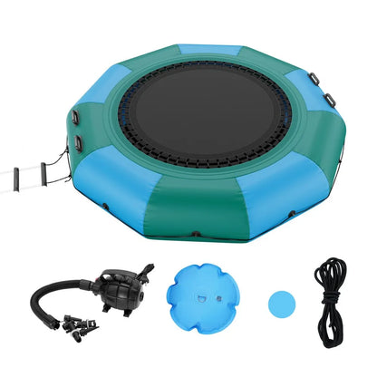 Inflatable Water Trampoline, 10FT/15FT/17FT Recreational Water Bouncer with Electric Pump