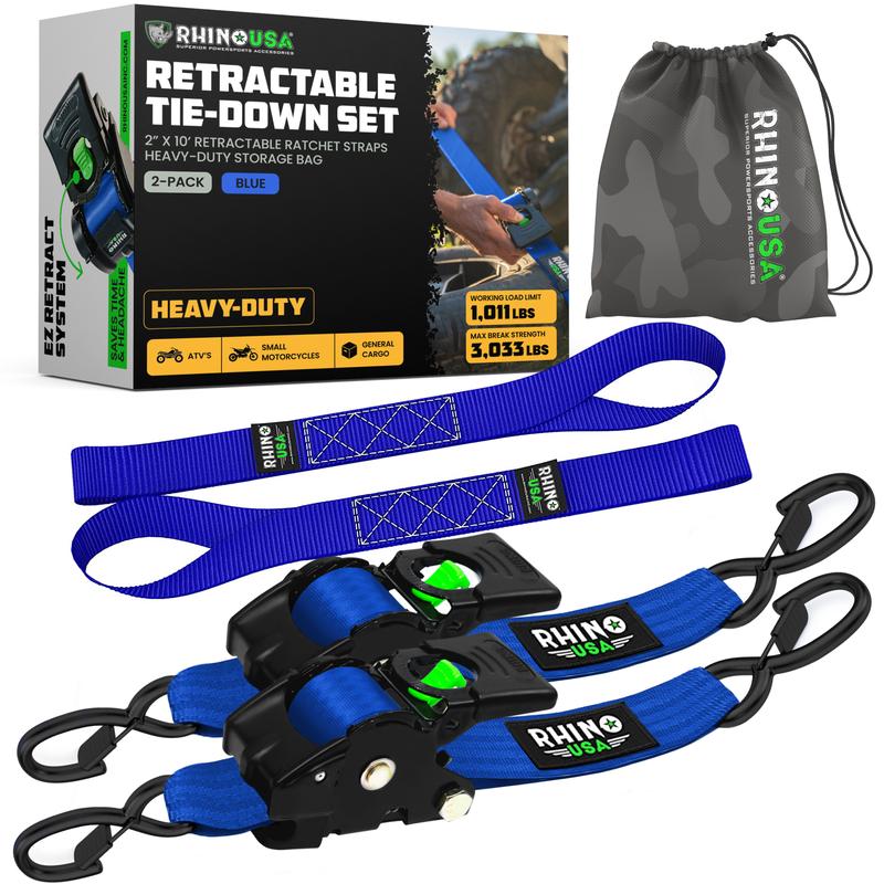 2" x 15' Retractable Ratchet Straps 2-Pack