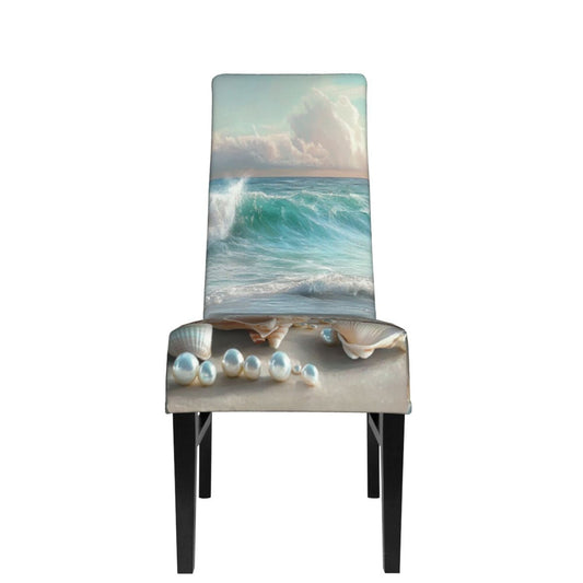 Ocean Theme Stretch Dining Chair Cover – Washable High Back Slipcover for Home, Banquet, Wedding & Hotel Use