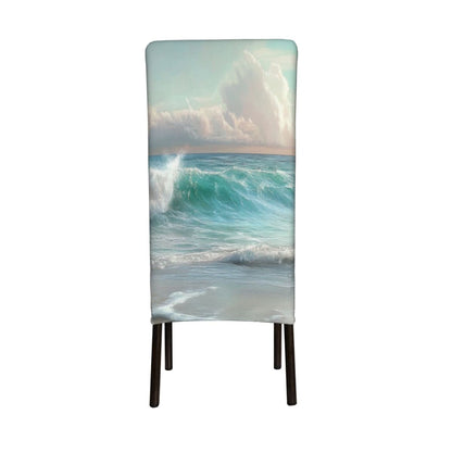Ocean Theme Stretch Dining Chair Cover – Washable High Back Slipcover for Home, Banquet, Wedding & Hotel Use