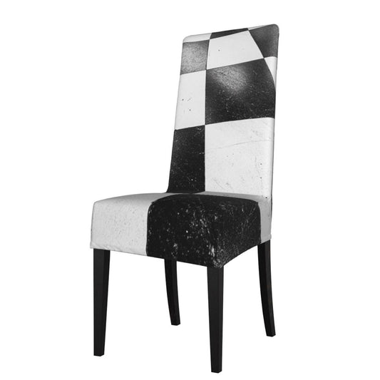 Black and White Checkerboard High Back Chair Cover – Stretch Dining Chair Slipcover for Banquet, Wedding & Home Use