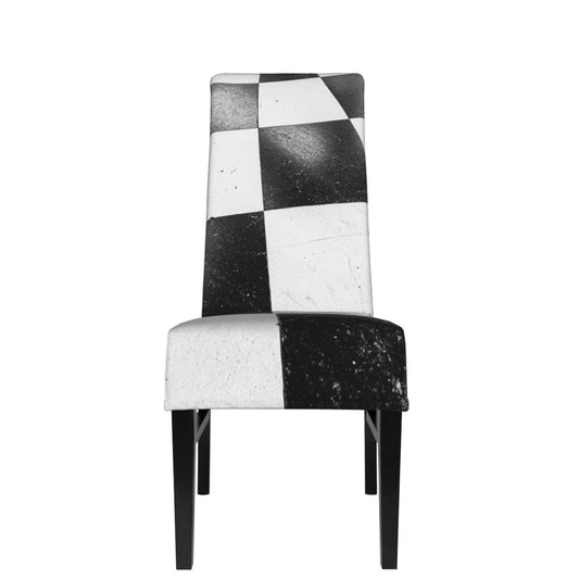Black and White Checkerboard High Back Chair Cover – Stretch Dining Chair Slipcover for Banquet, Wedding & Home Use