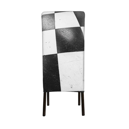 Black and White Checkerboard High Back Chair Cover – Stretch Dining Chair Slipcover for Banquet, Wedding & Home Use