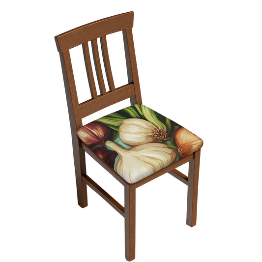 6PCS Elastic Chair Seat Covers with Vegetable Print – Removable Non-Slip Cushion Covers for Dining Chairs