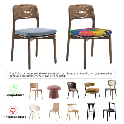 6-Pack Colorful Handprint Chair Seat Covers – Washable Elastic-Fit Cushion Slipcovers for Dining, Office, or Meeting Chairs