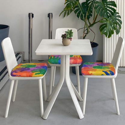 6-Pack Colorful Handprint Chair Seat Covers – Washable Elastic-Fit Cushion Slipcovers for Dining, Office, or Meeting Chairs