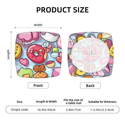Cartoon Dessert Pattern Chair Seat Covers Set of 6 | Elastic Non-Slip Chair Cushion Slipcovers for Dining, Kitchen & Home Decor