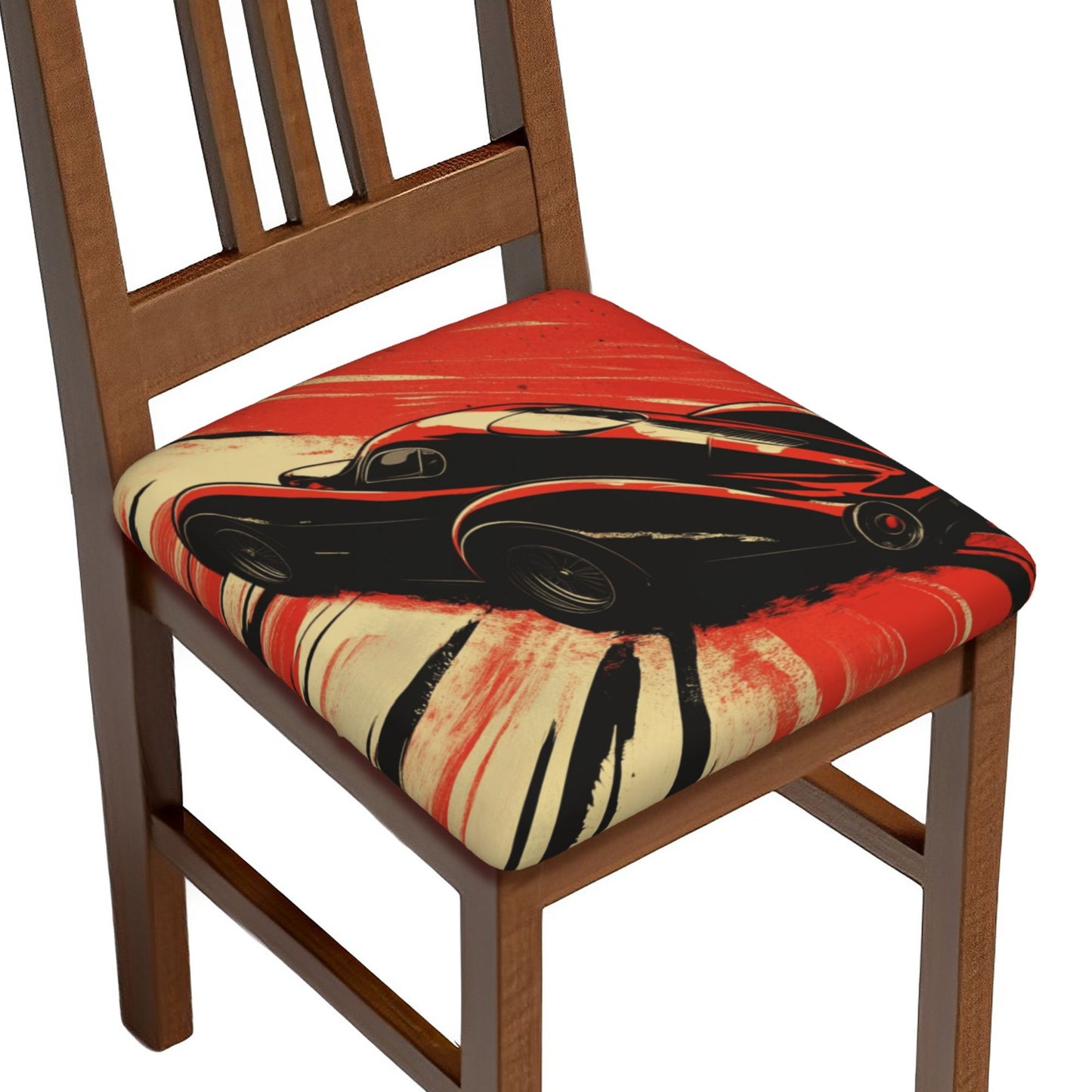 6 Pack Car Theme Chair Seat Covers – 16.9"x16.9" Elastic Anti-Slip Chair Cushion Covers for Dining, Office, or Lounge Chairs