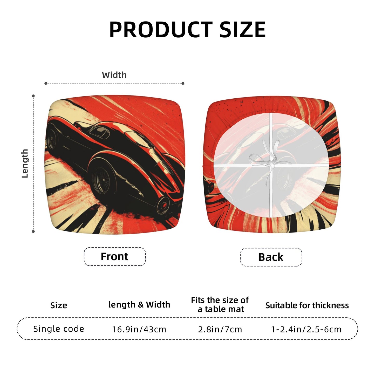 6 Pack Car Theme Chair Seat Covers – 16.9"x16.9" Elastic Anti-Slip Chair Cushion Covers for Dining, Office, or Lounge Chairs