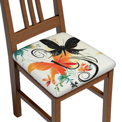 Butterfly Floral Pattern Chair Seat Covers (Set of 6)