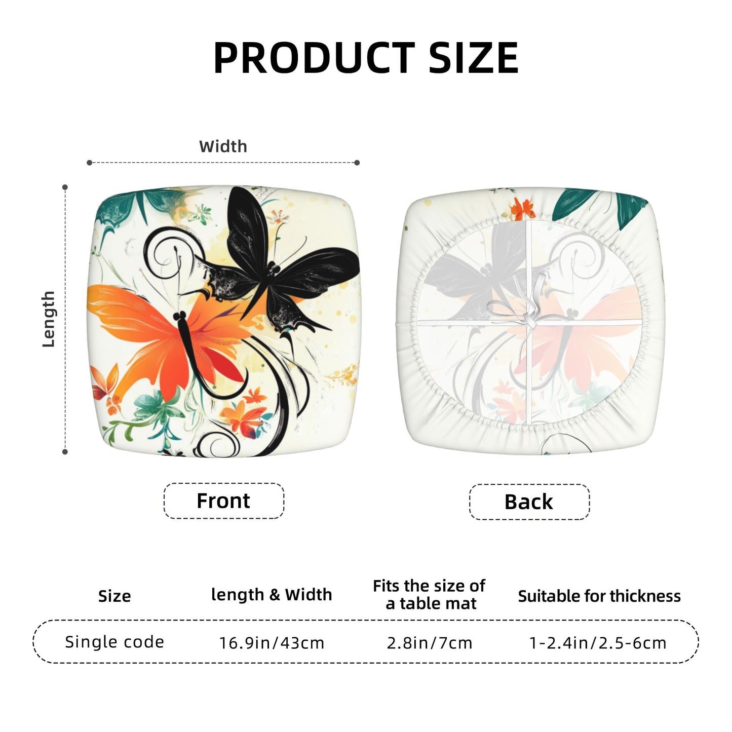 Butterfly Floral Pattern Chair Seat Covers (Set of 6)