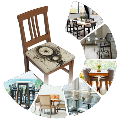 Vintage Mechanical Eye Chair Cushion Covers (Set of 6) | Stretch Seat Protector for Dining, Office & Conference Chairs