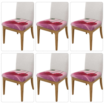 Cherry Pattern Chair Seat Cushion Covers Set of 6 – 16.9x16.9in Stretch Washable Elastic Seat Protector for Dining Room, Office, Café