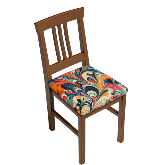 Abstract Swirl Pattern Chair Seat Covers – 6 Pack Elastic Chair Pads for Dining, Kitchen & Office Use