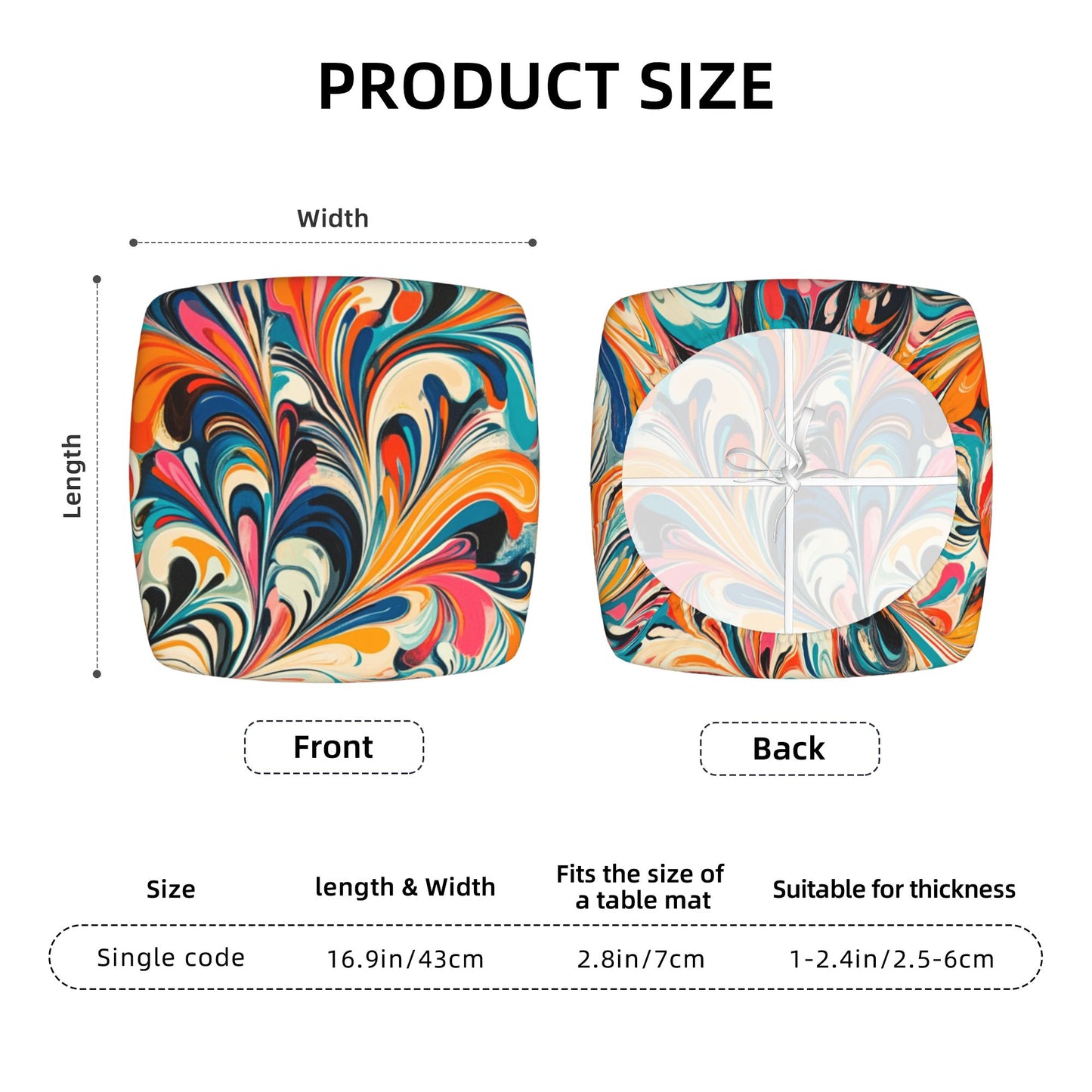 Abstract Swirl Pattern Chair Seat Covers – 6 Pack Elastic Chair Pads for Dining, Kitchen & Office Use