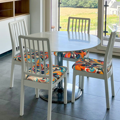 Abstract Swirl Pattern Chair Seat Covers – 6 Pack Elastic Chair Pads for Dining, Kitchen & Office Use