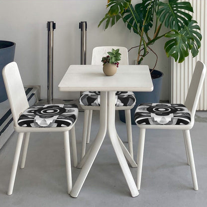 Black & White Geometric Chair Seat Covers (Set of 6) – Stretch Washable Anti-Slip Chair Pad Protectors for Dining & Office