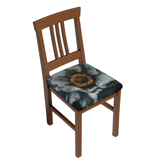 6-Pack Floral Chair Seat Covers – Elastic Anti-Slip Cushion Covers with Gray-Black Peony Pattern