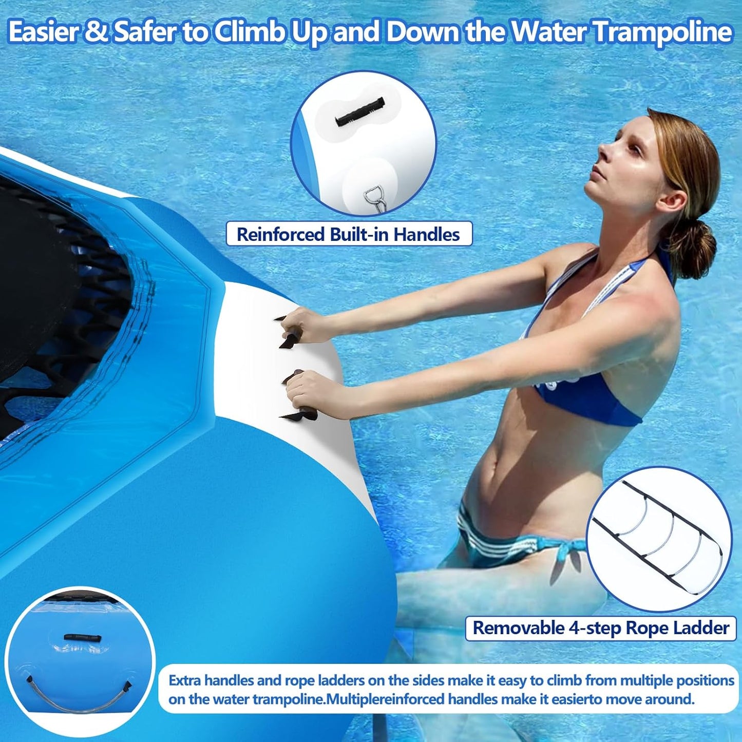Inflatable Water Trampoline, 10FT/15FT/17FT Recreational Water Bouncer with Electric Pump