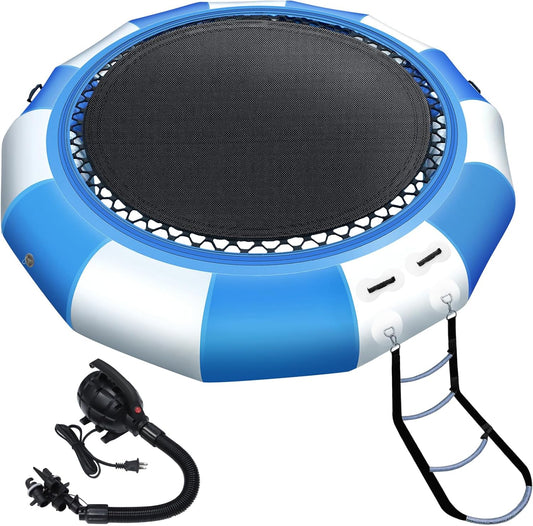 Inflatable Water Trampoline, 10FT/15FT/17FT Recreational Water Bouncer with Electric Pump