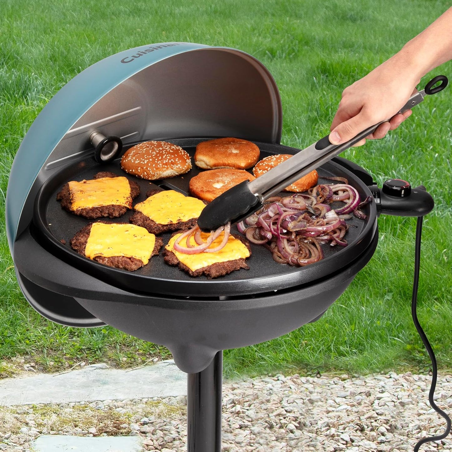 2-in-1 Portable BBQ with Nonstick Cooking Surface