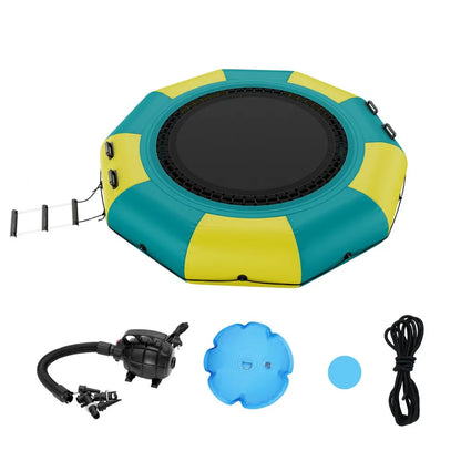 Inflatable Water Trampoline, 10FT/15FT/17FT Recreational Water Bouncer with Electric Pump