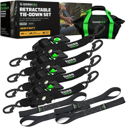 2" x 15' Retractable Ratchet Straps 2-Pack