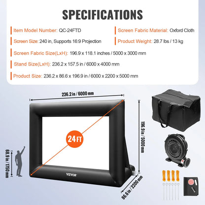 Inflatable Movie Screen 24FT（288inch） Inflatable Projector Screen for outside with